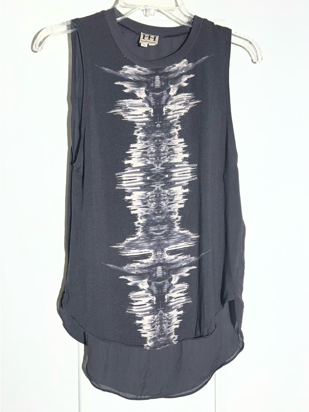 Haute Hippie Black Silk Top with Abstract Front